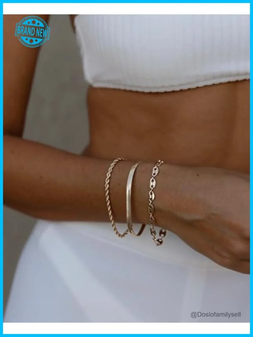 Statement Bracelet Set – Hypoallergenic, Waterproof, PVD Coated, Stackable, 7